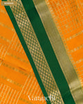 Deep Mustard Yellow Checkered Pure Mysore Crepe Silk Saree — Border