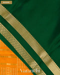 Deep Mustard Yellow Checkered Pure Mysore Crepe Silk Saree — Blouse