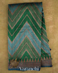 Green Tricolour Rangkaat Pure Raw Silk Handloom Saree — Full Saree