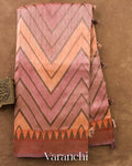 Peach Tricolour Rangkaat Pure Raw Silk Handloom Saree — Full Saree