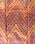 Peach Tricolour Rangkaat Pure Raw Silk Handloom Saree — Body