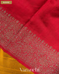 Mustard Yellow Pure Raw Silk Handloom Saree — Blouse