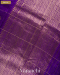 Royal Purple Checkered Pure Raw Silk Handloom Saree — Pallu