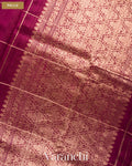 Wine Checkered Pure Raw Silk Handloom Saree — Pallu