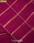 Wine Checkered Pure Raw Silk Handloom Saree — Blouse