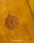Mustard Yellow Borderless Pure Raw Silk Handloom Saree — Body