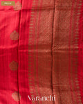 Crimson Red Borderless Pure Raw Silk Handloom Saree — Pallu