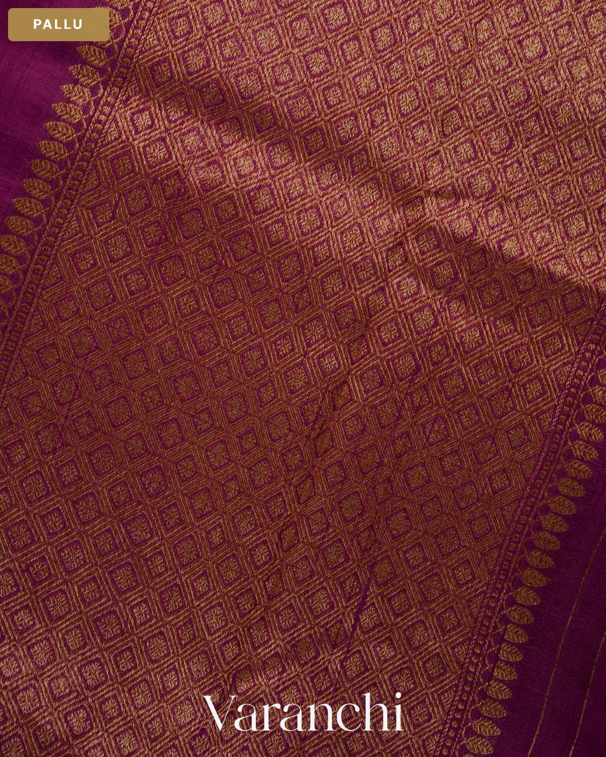 Wine Borderless Pure Raw Silk Handloom Saree — Pallu