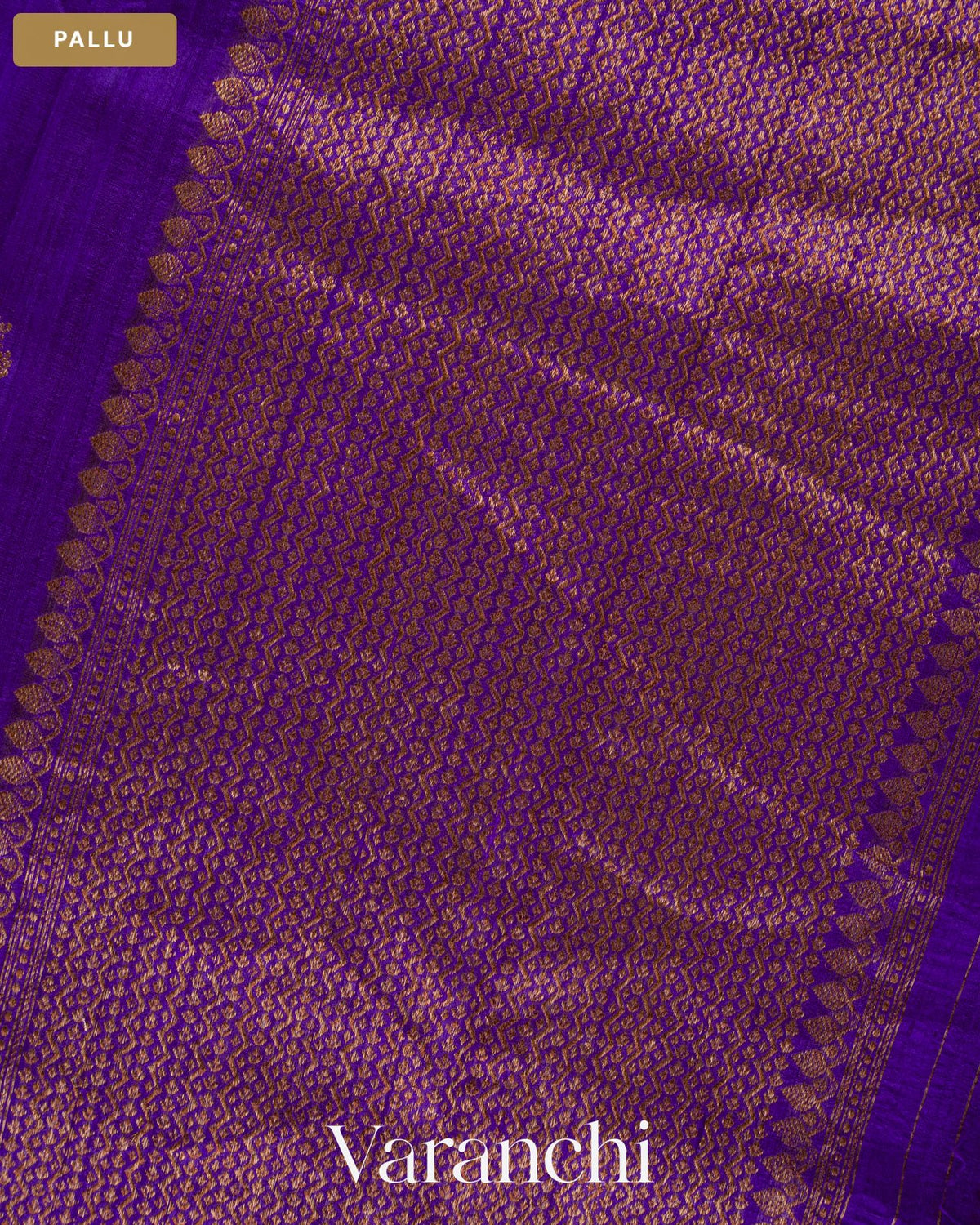 Royal Purple Borderless Pure Raw Silk Handloom Saree — Pallu
