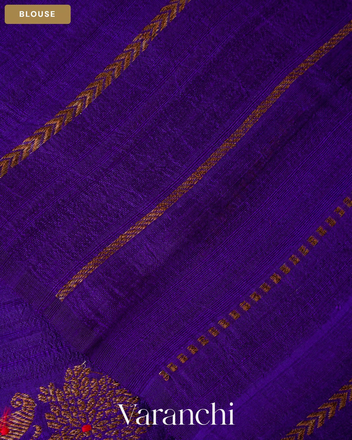 Royal Purple Borderless Pure Raw Silk Handloom Saree — Blouse