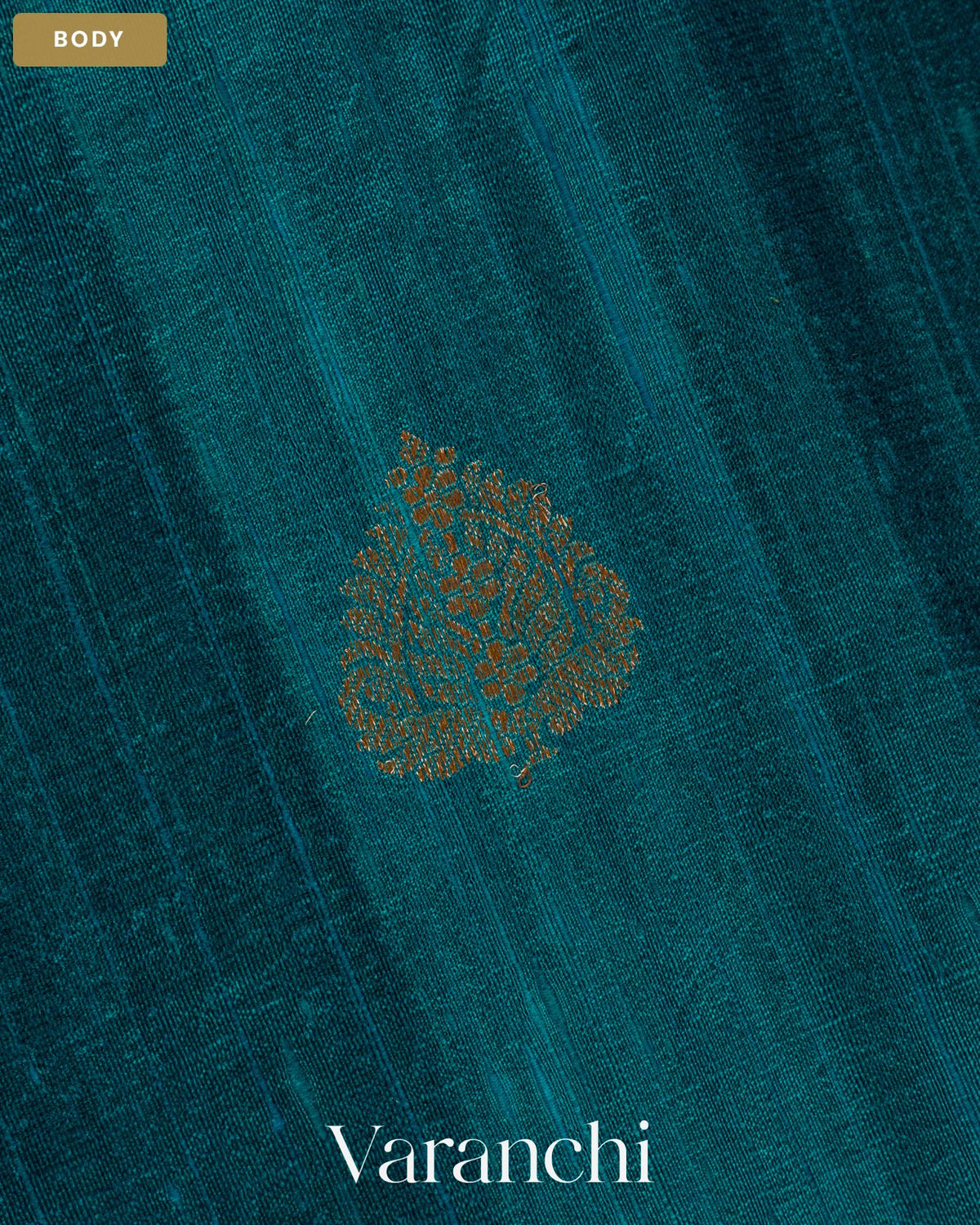 Sapphire Blue Pure Raw Silk Handloom Saree — Body