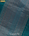 Sapphire Blue Pure Raw Silk Handloom Saree — Pallu