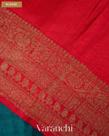 Sapphire Blue Pure Raw Silk Handloom Saree — Blouse
