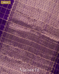 Royal Purple Checkered Pure Raw Silk Handloom Saree — Pallu