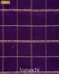 Royal Purple Checkered Pure Raw Silk Handloom Saree — Body