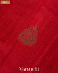 Crimson Red Pure Raw Silk Handloom Saree — Body