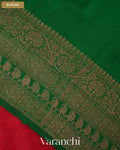Crimson Red Pure Raw Silk Handloom Saree — Blouse