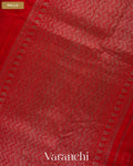 Crimson Red Pure Raw Silk Handloom Saree — Pallu