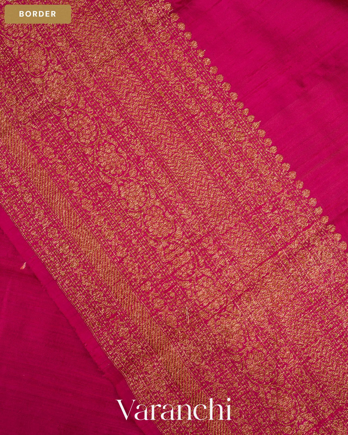Deep Magenta Pure Raw Silk Handloom Saree — Border