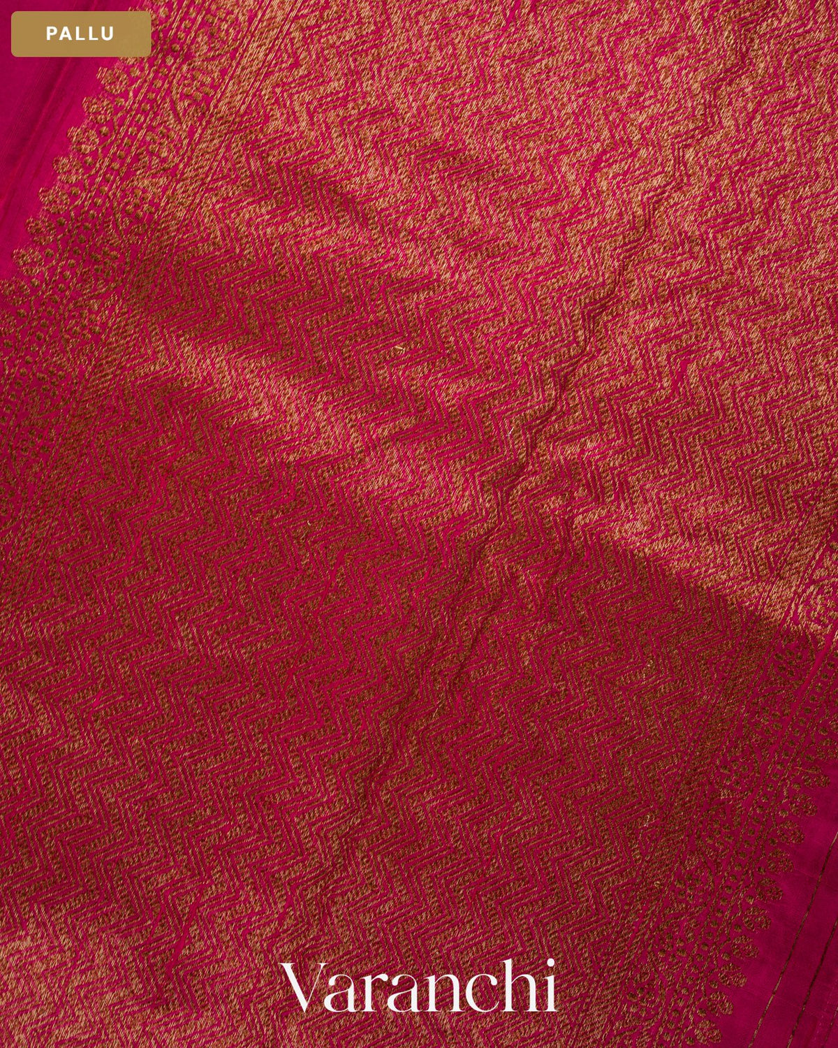 Deep Magenta Pure Raw Silk Handloom Saree — Pallu