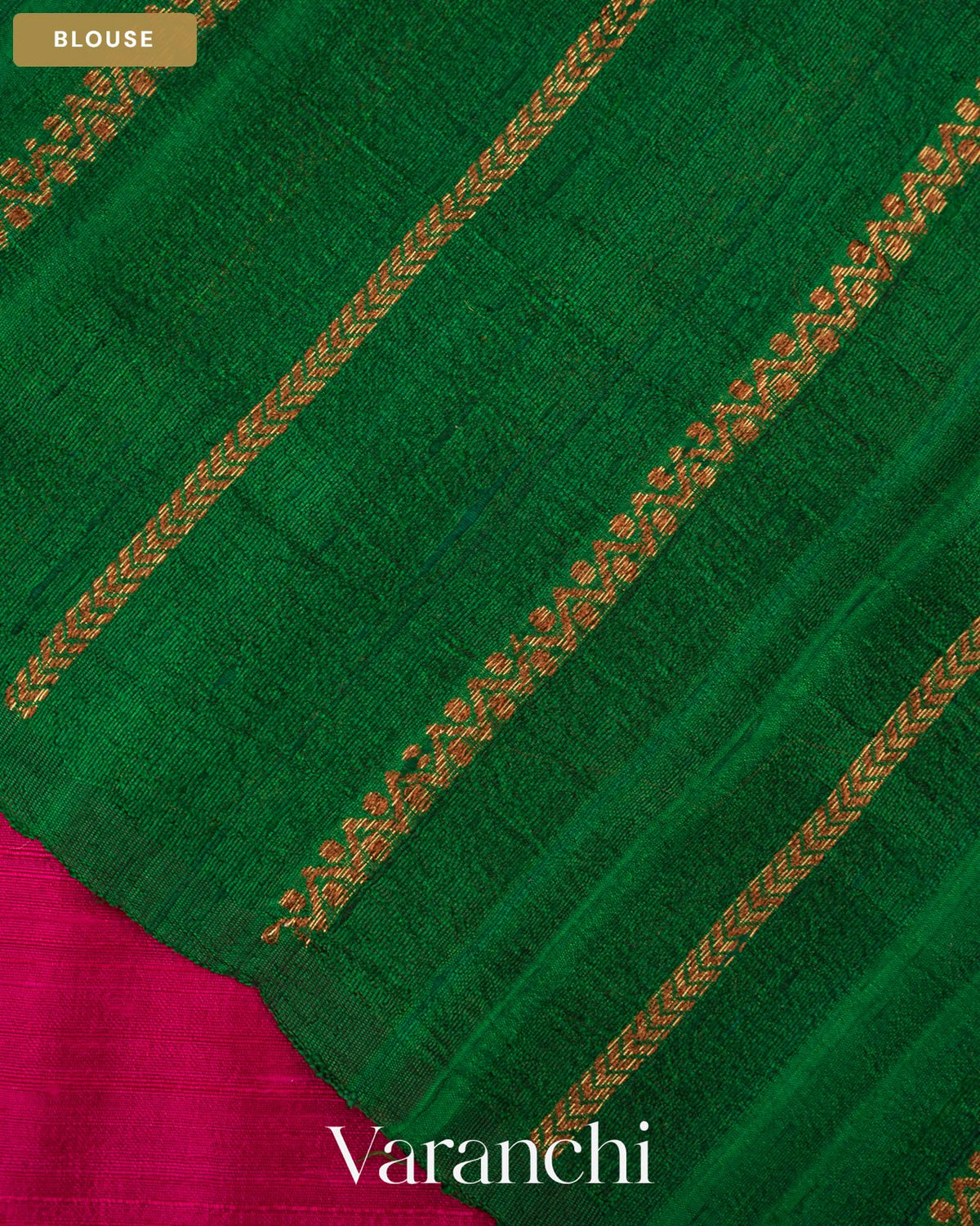 Deep Magenta Pure Raw Silk Handloom Saree — Blouse