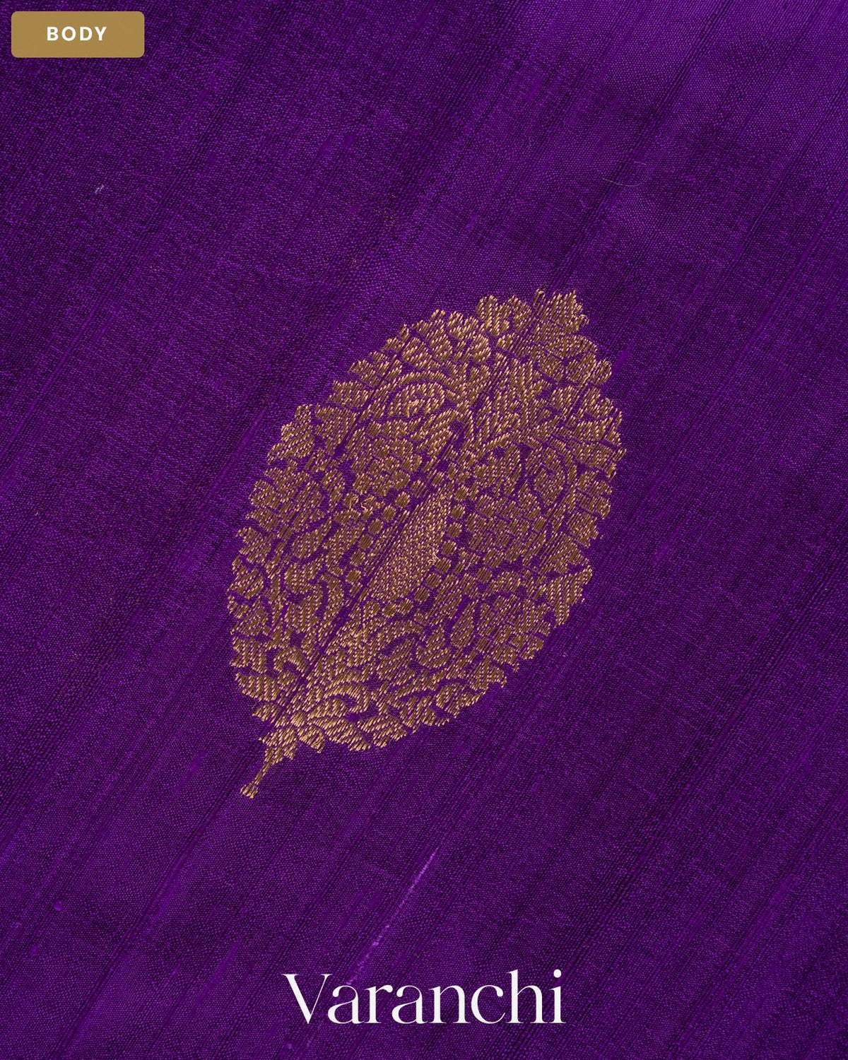 Royal Purple Borderless Pure Raw Silk Handloom Saree — Body