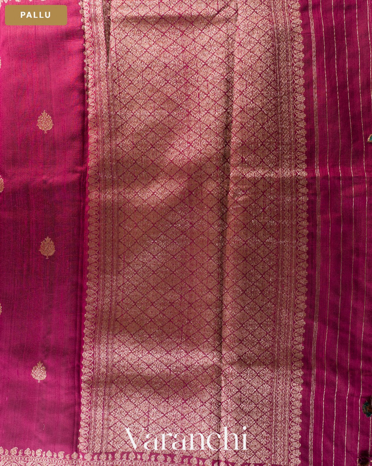 Wine Pure Raw Silk Handloom Saree — Pallu