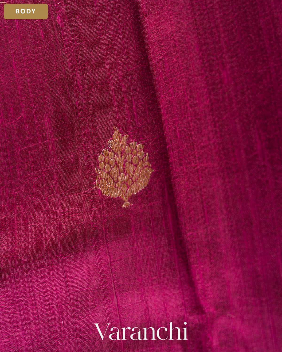 Wine Pure Raw Silk Handloom Saree — Body