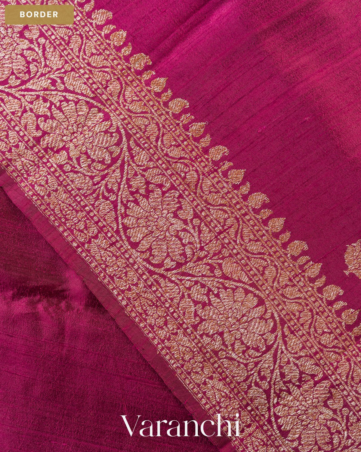 Wine Pure Raw Silk Handloom Saree — Border