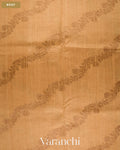 Camel Beige Borderless Lehariya Pure Raw Silk Handloom Saree — Body
