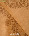 Camel Beige Borderless Lehariya Pure Raw Silk Handloom Saree — Border