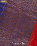 Deep Violet Borderless Lehariya Pure Raw Silk Handloom Saree — Pallu