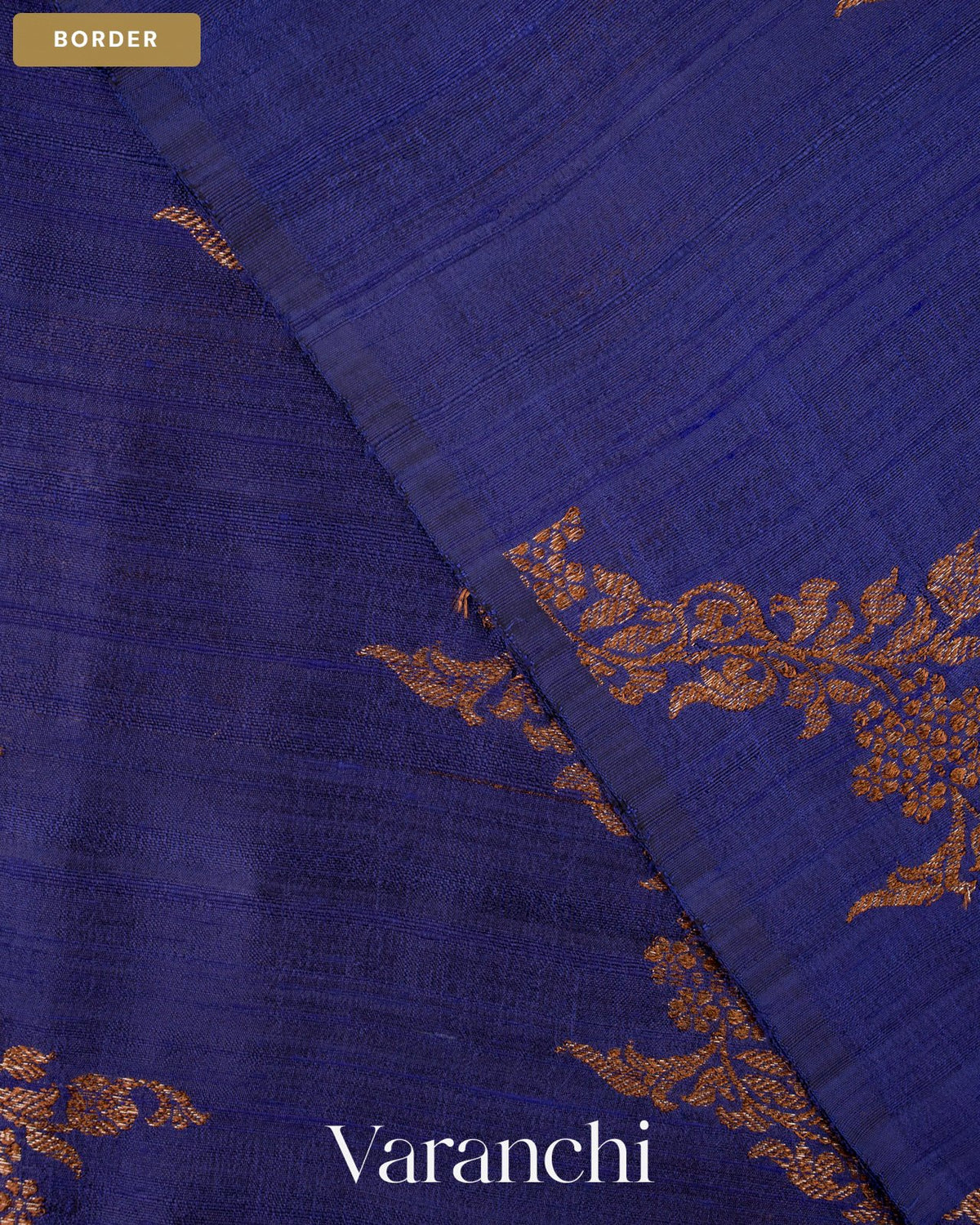 Deep Violet Borderless Lehariya Pure Raw Silk Handloom Saree — Border