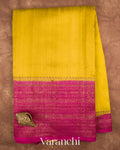 Lemon Yellow Pure Raw Silk Handloom Saree — Full Saree