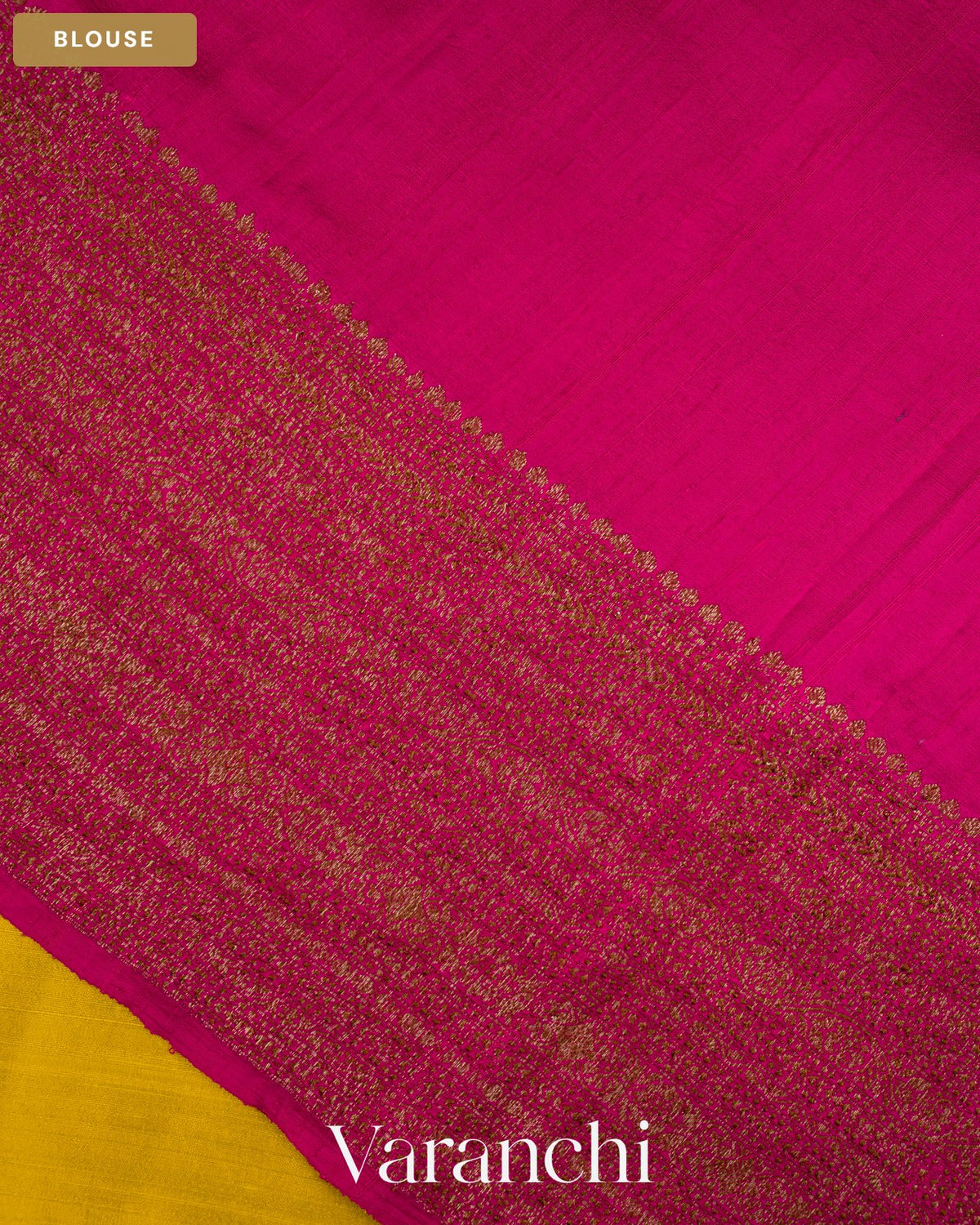 Lemon Yellow Pure Raw Silk Handloom Saree — Blouse