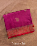 Wine Pure Raw Silk Handloom Saree — Folded