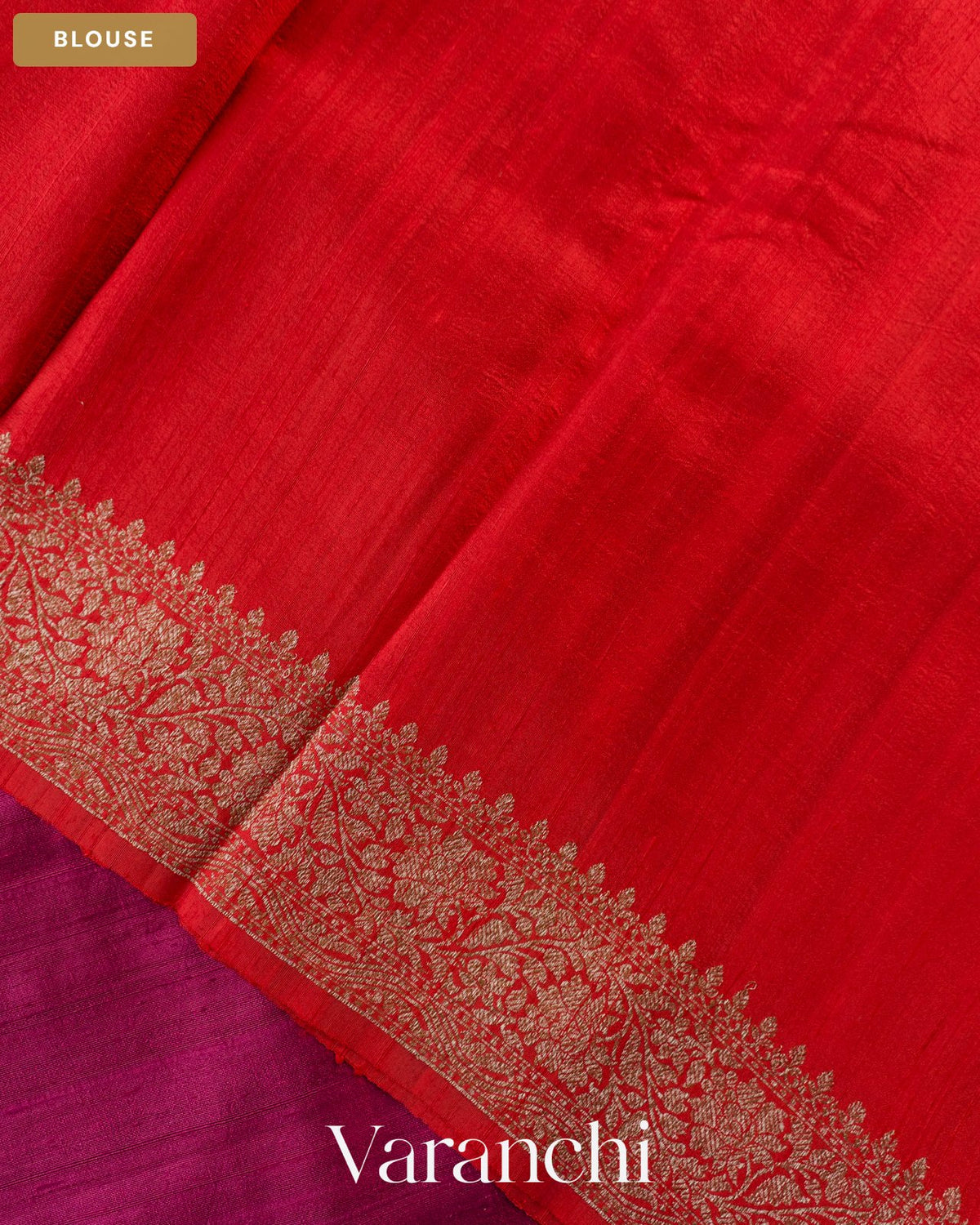 Wine Pure Raw Silk Handloom Saree — Blouse