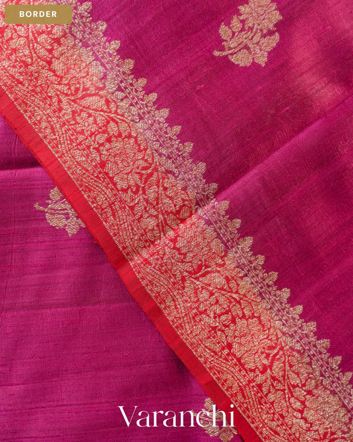 Wine Pure Raw Silk Handloom Saree — Border
