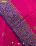 Rani Pink Pure Raw Silk Handloom Saree — Border