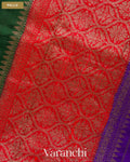 Bottle Green Pure Raw Silk Handloom Saree — Pallu