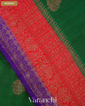 Bottle Green Pure Raw Silk Handloom Saree — Border