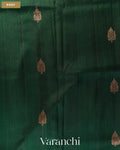Bottle Green Pure Raw Silk Handloom Saree — Body