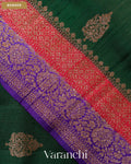 Bottle Green Pure Raw Silk Handloom Saree — Border