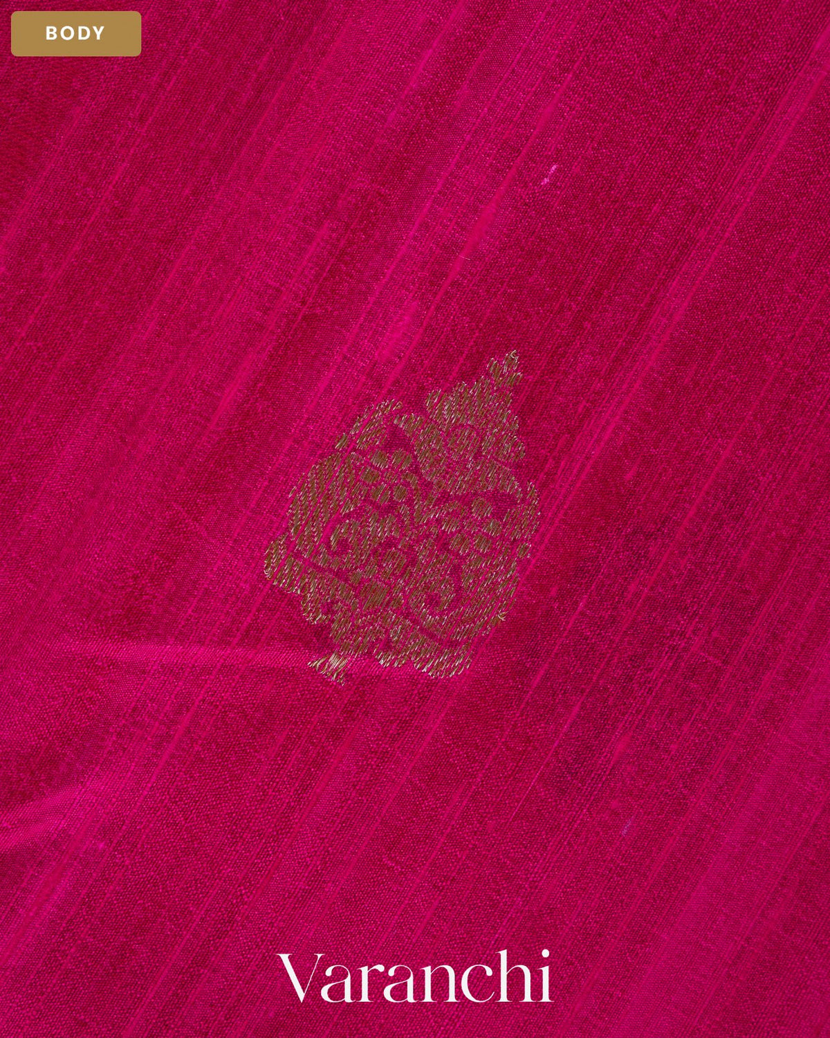 Rani Pink Pure Raw Silk Handloom Saree — Body