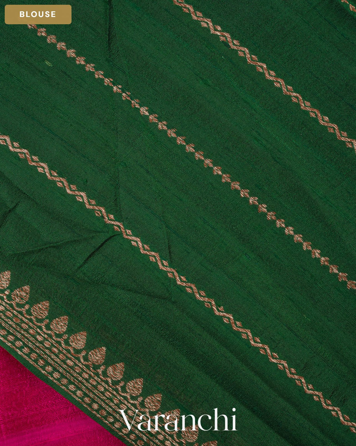 Rani Pink Pure Raw Silk Handloom Saree — Blouse