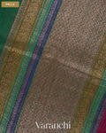Bottle Green Pure Raw Silk Handloom Saree — Pallu
