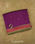 Deep Wine Pure Raw Silk Handloom Saree — Folded