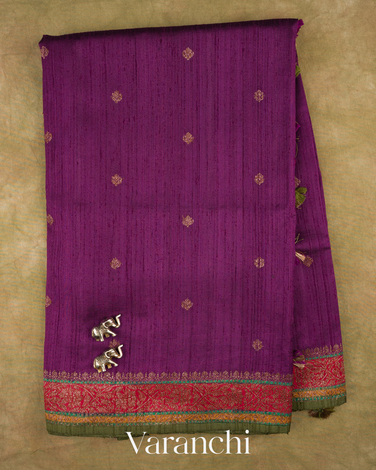 Deep Wine Pure Raw Silk Handloom Saree — Full Saree