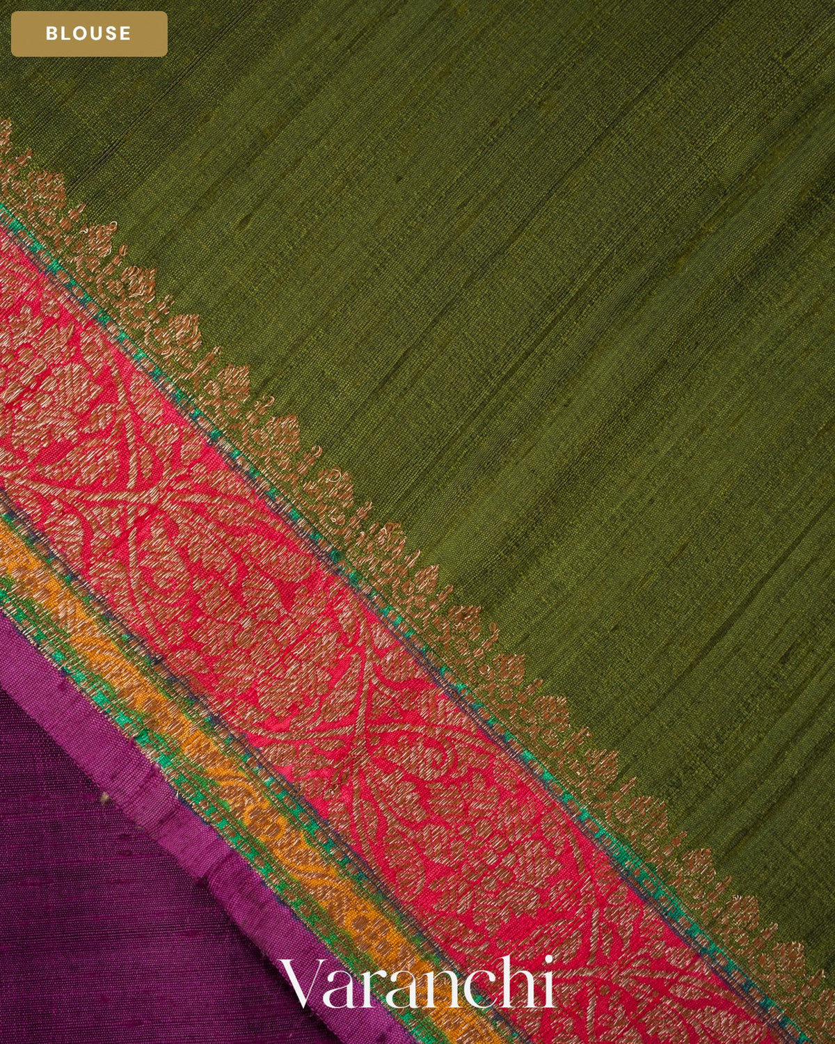 Deep Wine Pure Raw Silk Handloom Saree — Blouse