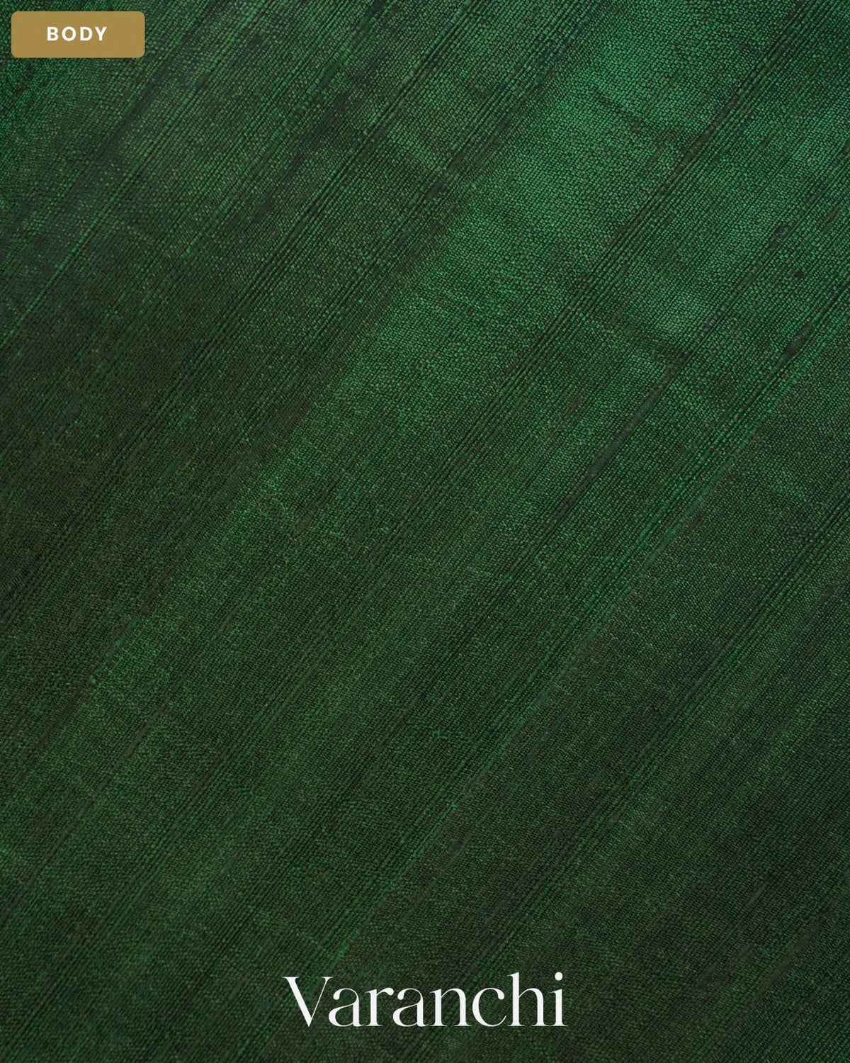 Bottle Green Hand Brushed Pure Raw Silk Handloom Saree — Body